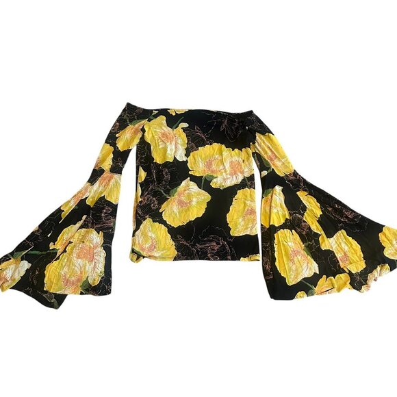 We The Free Birds of Paradise Bell Sleeve Shirt Blouse Top Size Small Women's - Picture 7 of 11